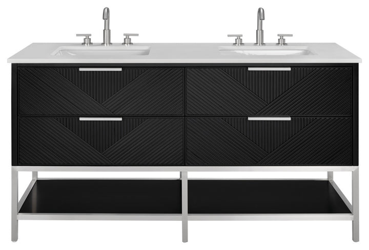 Diamond 60" Double Vanity, Charcoal Black/Brushed Nickel