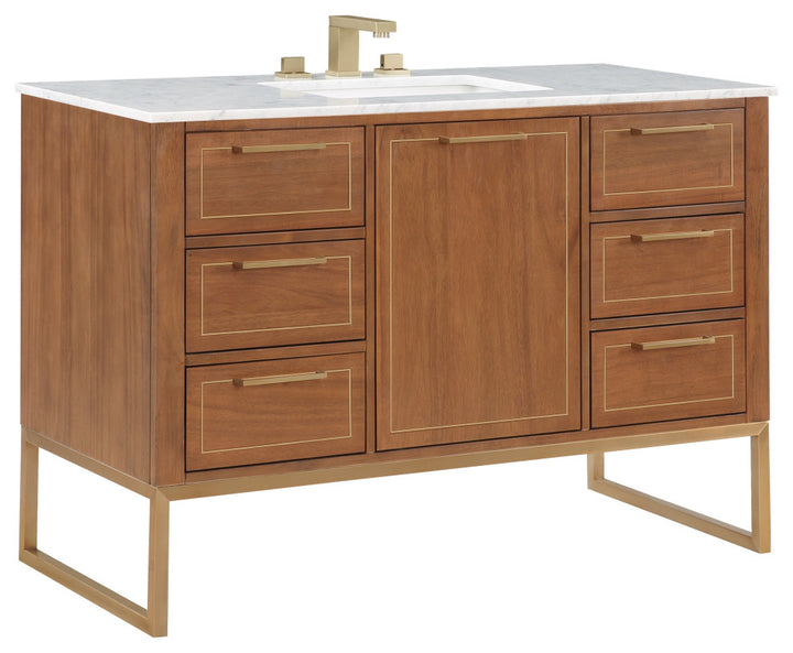 Markham 48" Single Vanity, Walnut/Satin Brass