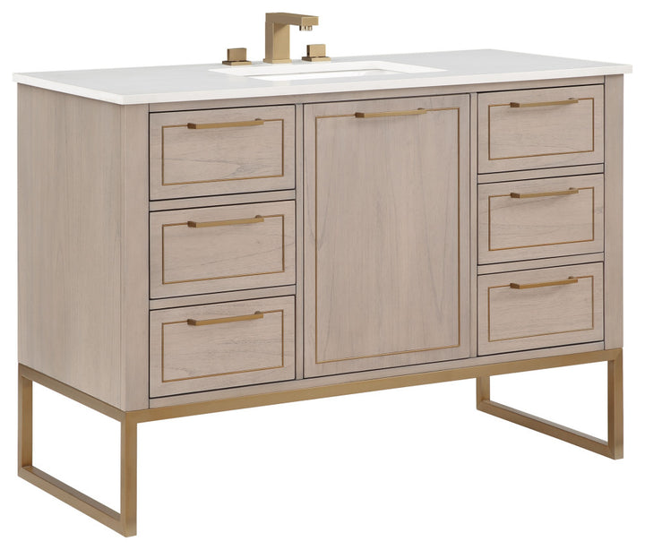 Markham 48" Single Vanity, Cashmere Grey/Satin Brass