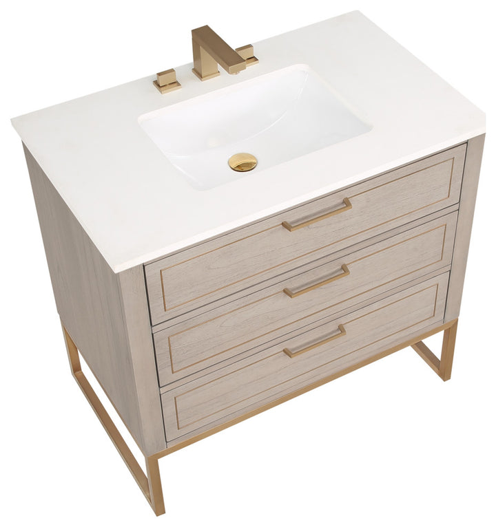 Markham 36" Single Vanity, Cashmere Grey/Satin Brass