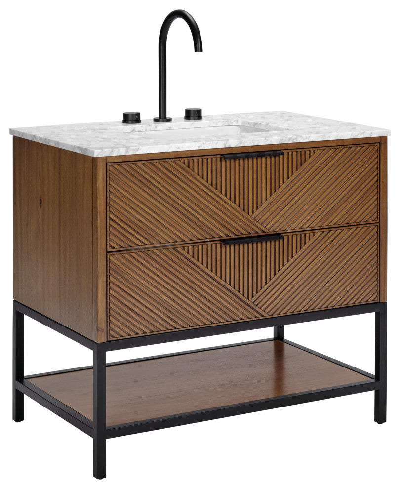 Diamond 36" Single Vanity Vanity, Walnut/Matte Black