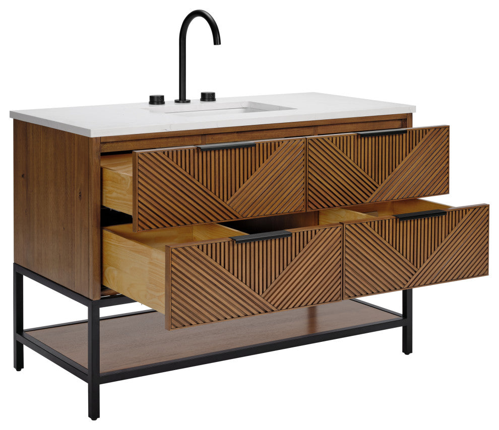 Diamond 48" Single Vanity, Walnut/Matte Black