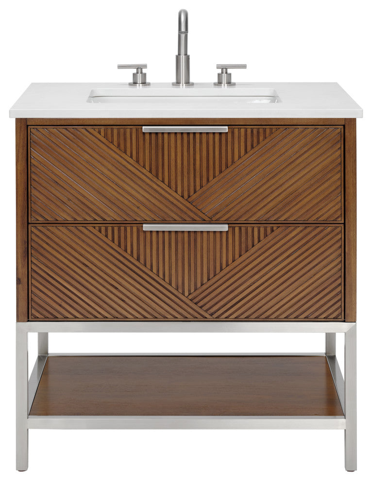 Diamond 30" Single Vanity, Walnut/Brushed Nickel