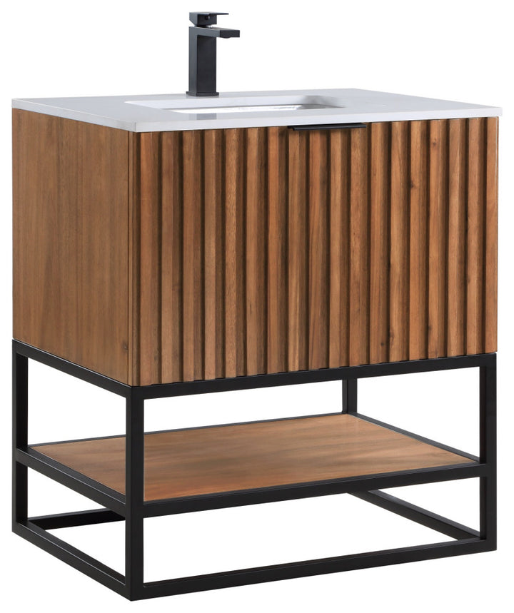 Terra 30" Single Vanity, Walnut/Matte Black