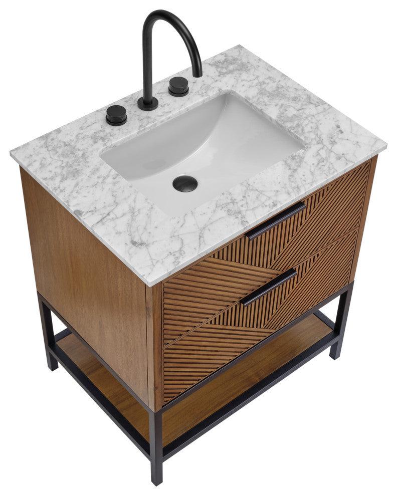 Diamond 30" Single Vanity, Walnut/Matte Black