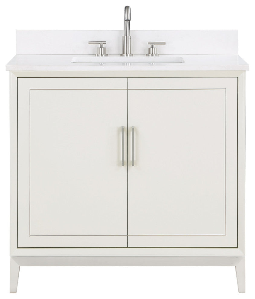 Gracie 36" Single Vanity, Satin White/Brushed Nickel