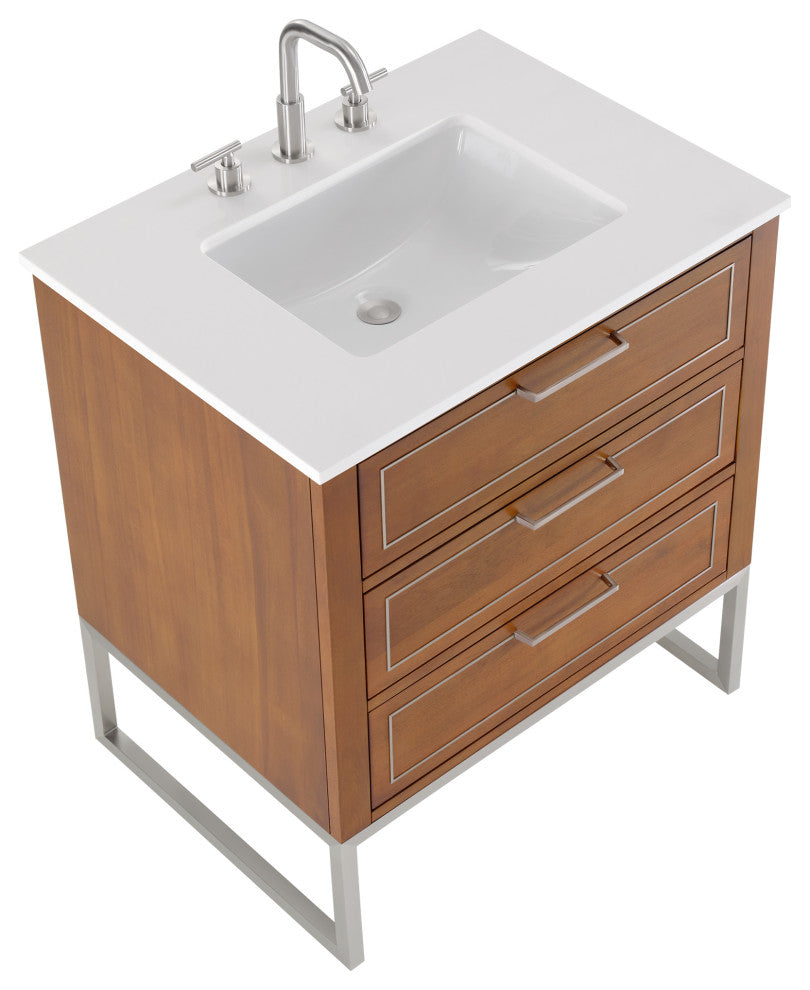 Markham 30" Single Vanity, Walnut/Brushed Nickel