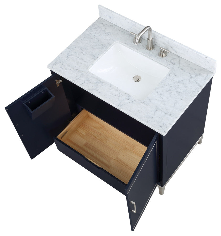 Gracie 36" Single Vanity, Pacific Blue/Brushed Nickel