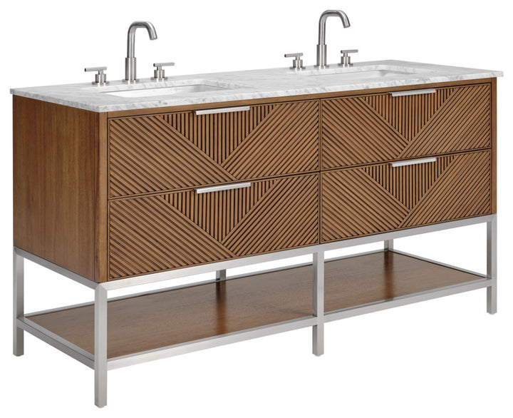 Diamond 60" Double Vanity, Walnut/Brushed Nickel