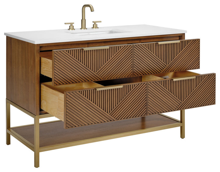 Diamond 48" Single Vanity, Walnut/Satin Brass