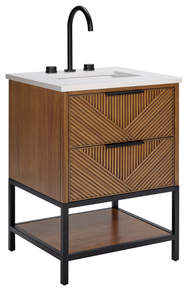 Diamond 24" Single Vanity, Walnut/Matte Black