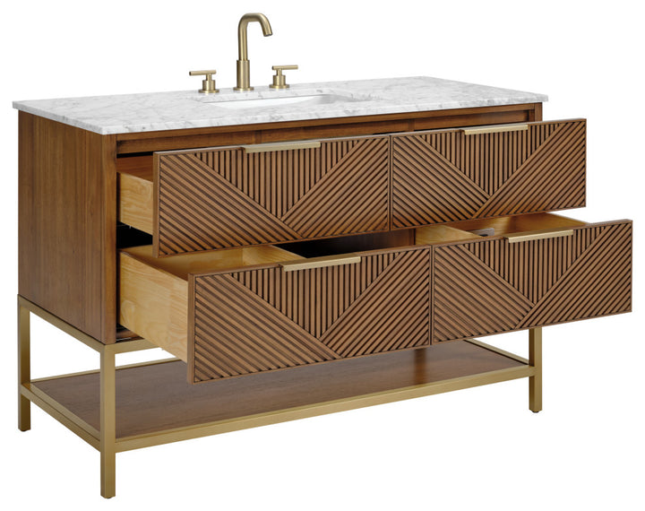 Diamond 48" Single Vanity, Walnut/Satin Brass