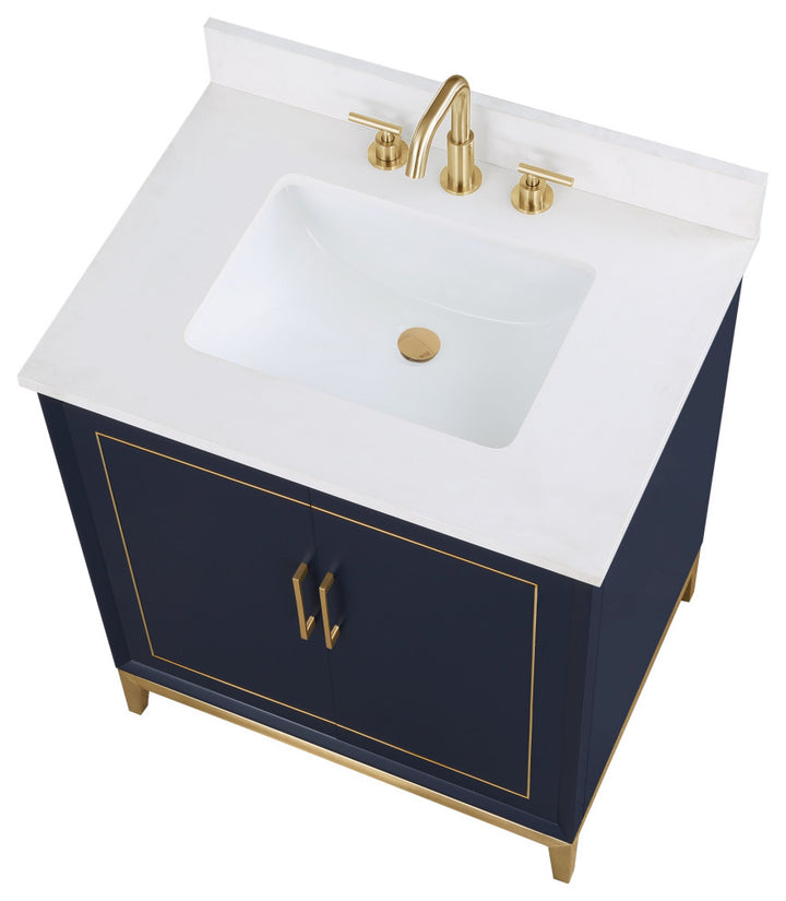 Gracie 30" Single Vanity, Pacific Blue/Satin Brass,