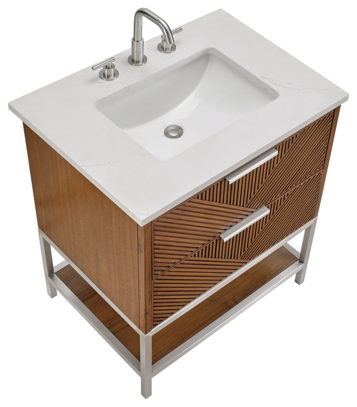 Diamond 30" Single Vanity, Walnut/Brushed Nickel