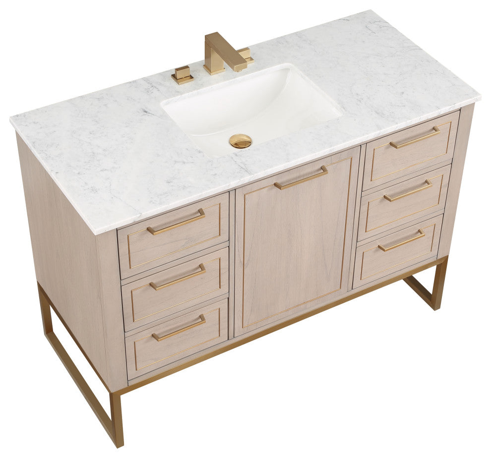 Markham 48" Single Vanity, Cashmere Grey/Satin Brass