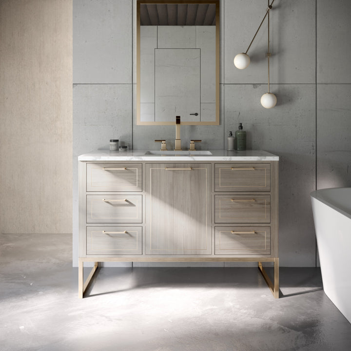 Markham 48" Single Vanity, Cashmere Grey/Satin Brass