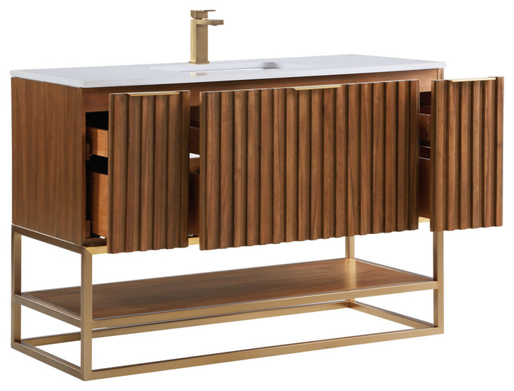 Terra 48" Single Vanity, Walnut/Satin Brass