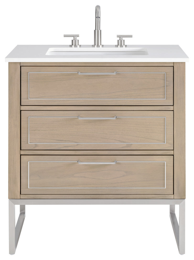 Markham 30" Single Vanity, Cashmere Grey/Brushed Nickel