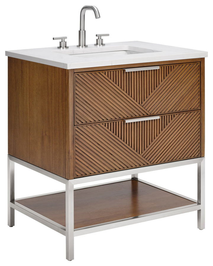 Diamond 30" Single Vanity, Walnut/Brushed Nickel