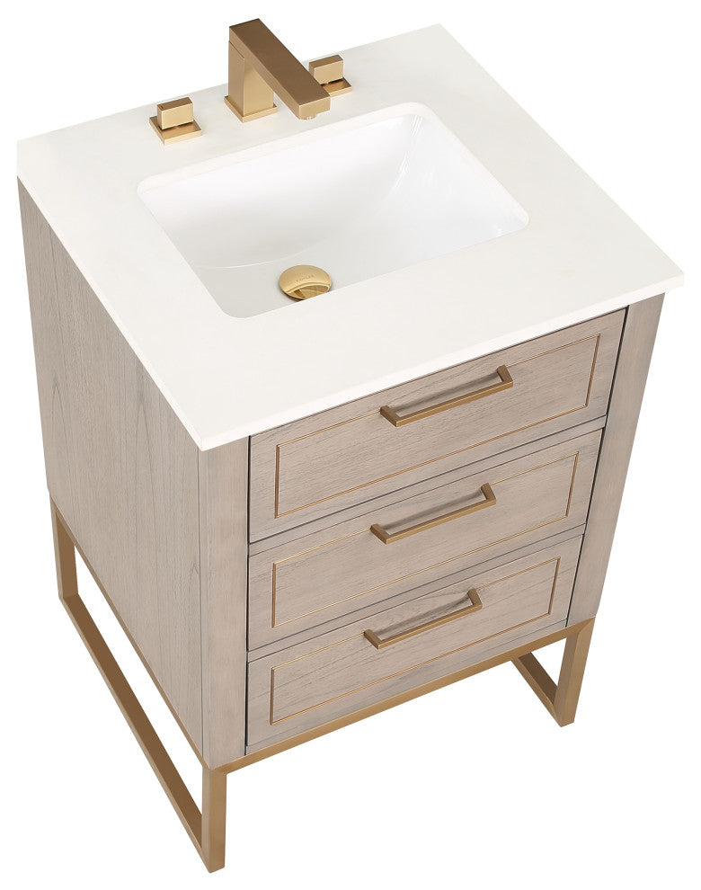 Markham 24" Single Vanity, Cashmere Grey/Satin Brass