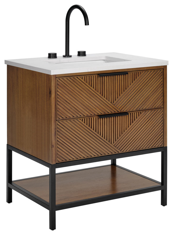 Diamond 30" Single Vanity, Walnut/Matte Black