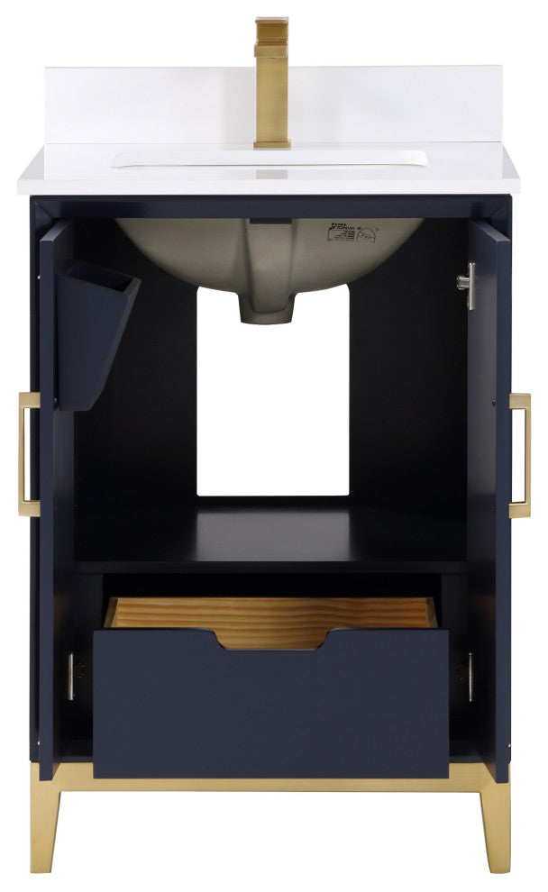 Gracie 24" Single Vanity, Pacific Blue/Satin Brass