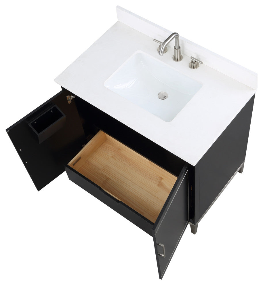 Gracie 36" Single Vanity, Midnight Black/Brushed Nickel