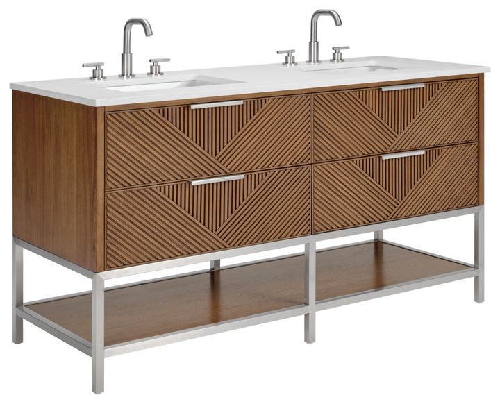 Diamond 60" Double Vanity, Walnut/Brushed Nickel