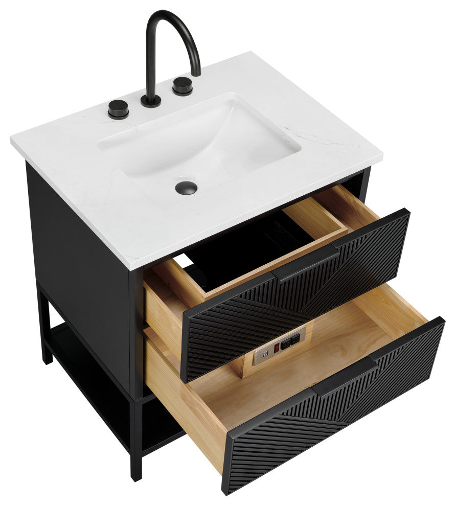 Diamond 30" Single Vanity, Charcoal Black/Matte Black