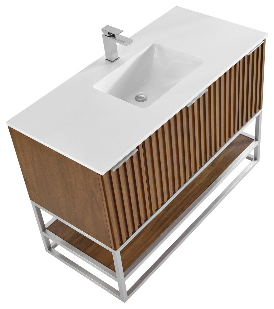 Terra 48" Single Vanity, Walnut/Brushed Nickel