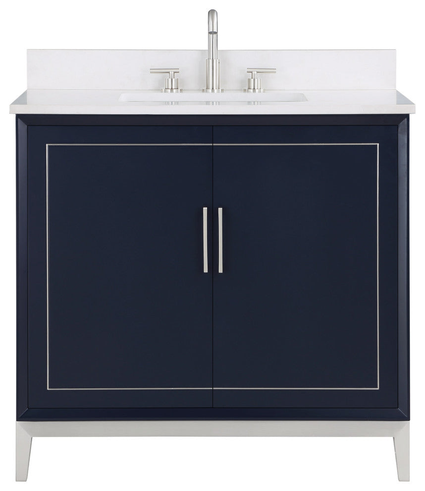 Gracie 36" Single Vanity, Pacific Blue/Brushed Nickel