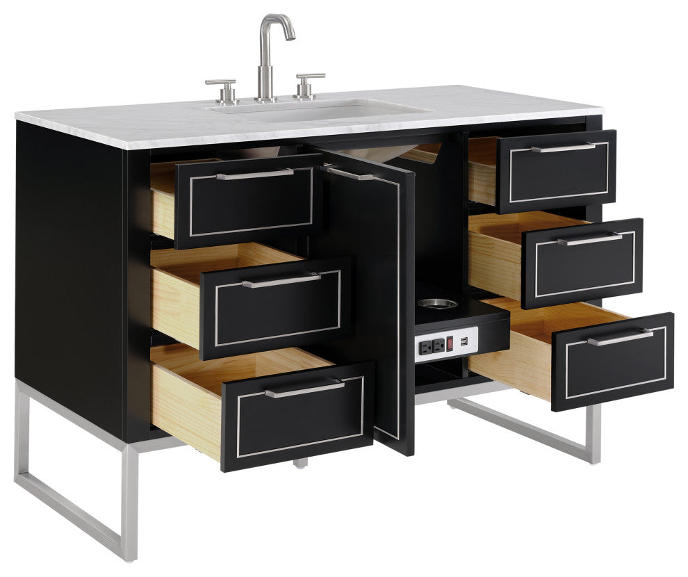 Markham 48" Single Vanity, Midnight Black/Brushed Nickel