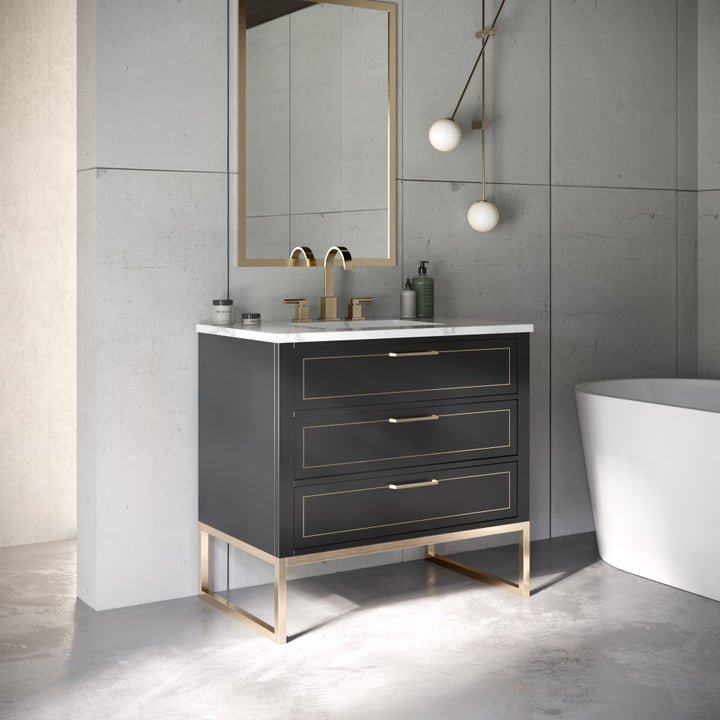 Markham 36" Single Vanity, Midnight Black/Satin Brass