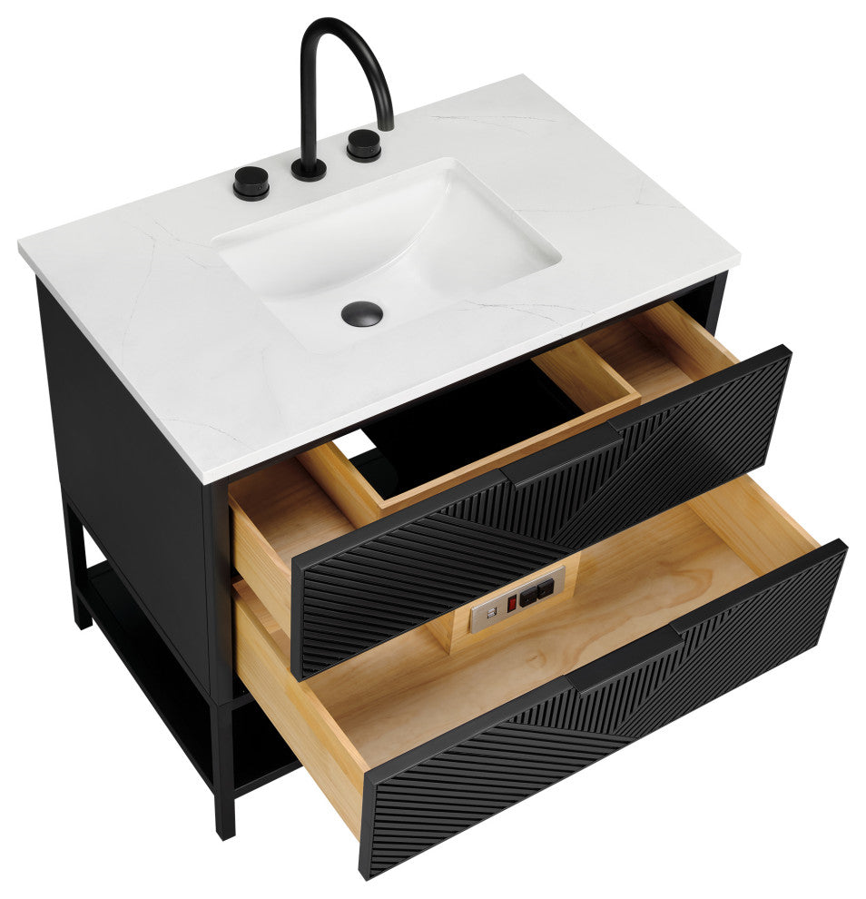 Diamond 36" Single Vanity Vanity, Charcoal Black/Matte Black