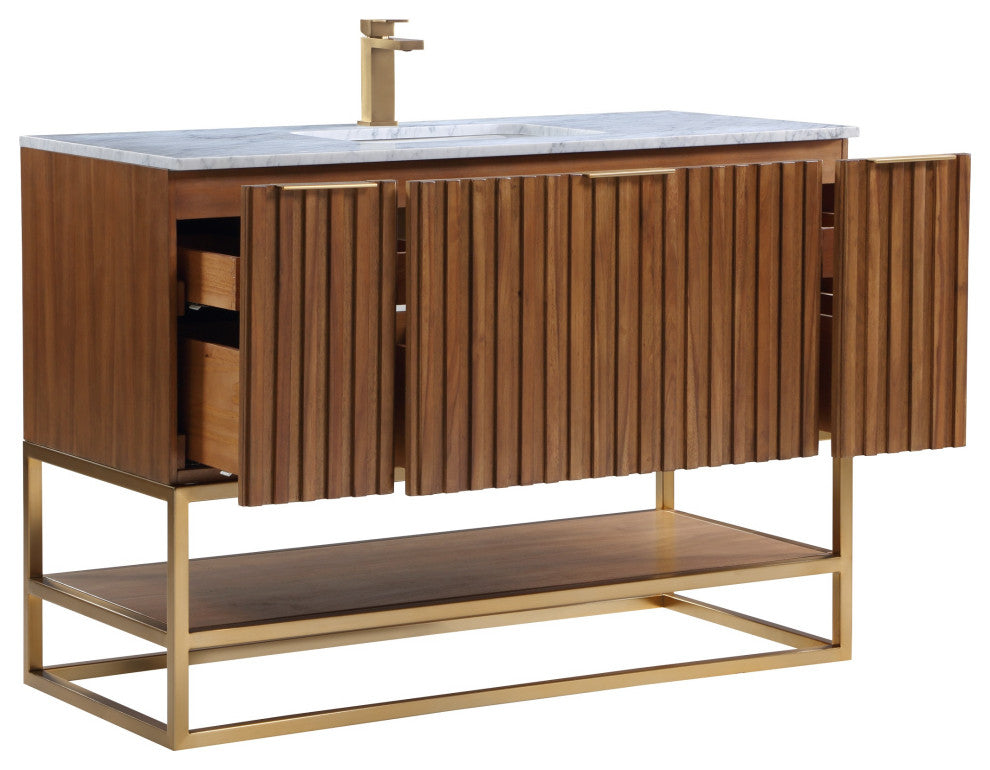 Terra 48" Single Vanity, Walnut/Satin Brass