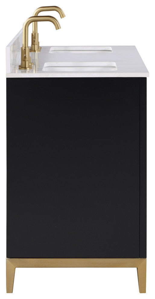 Gracie 60" Double Vanity, Midnight Black/Satin Brass