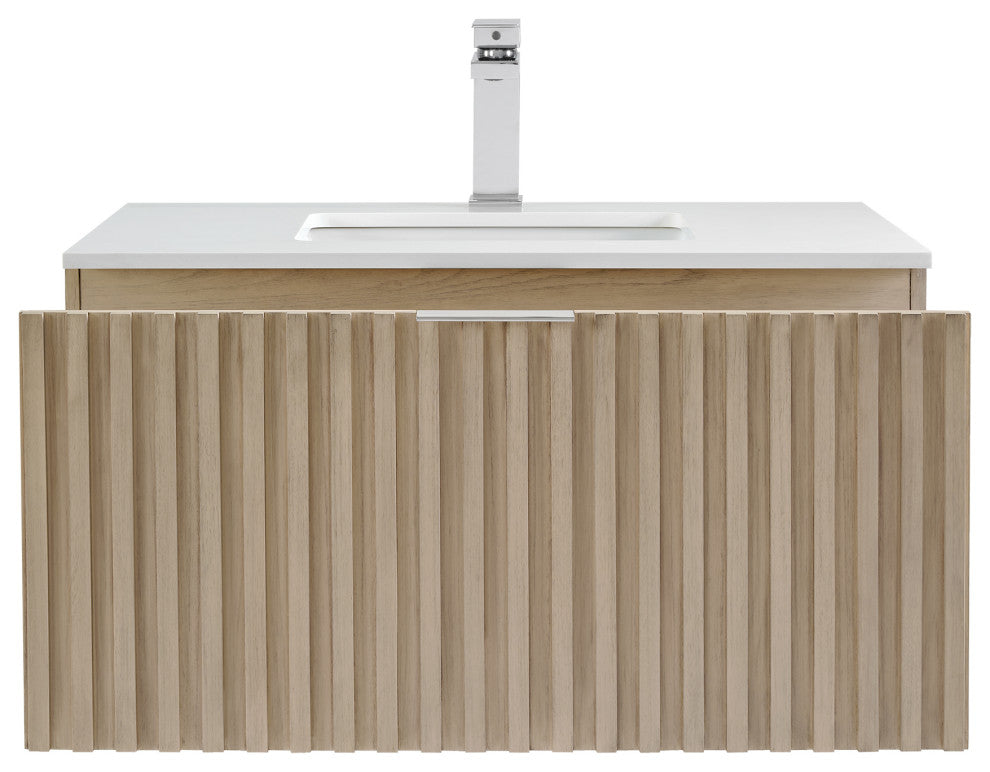 Terra 36" Single Floating Vanity, Cashmere Grey/Brushed Nickel