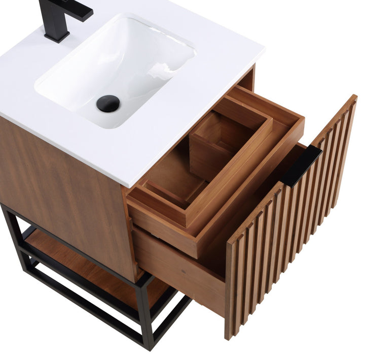 Terra 24" Single Vanity, Walnut/Matte Black