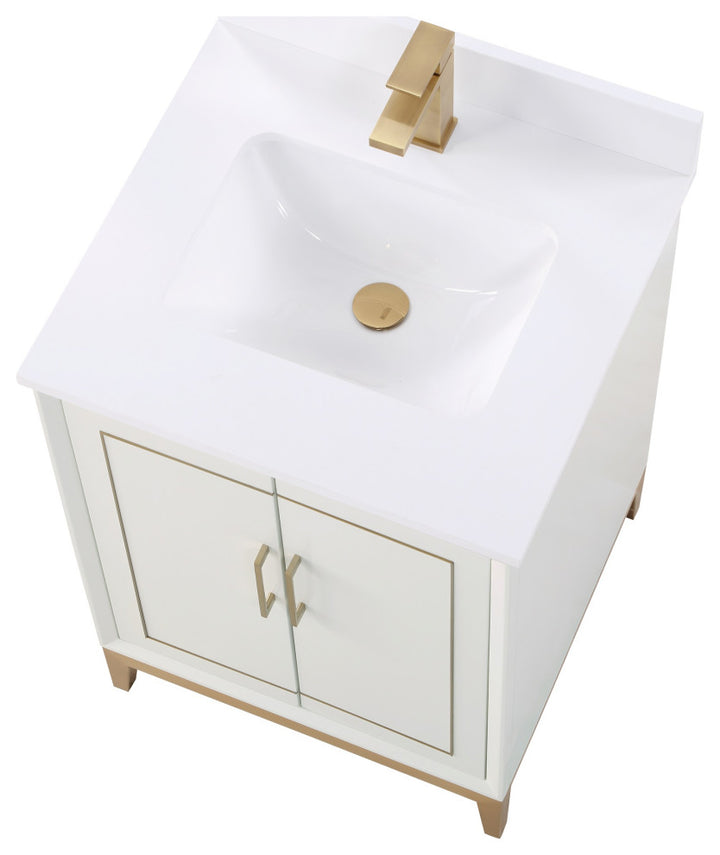 Gracie 24" Single Vanity, Satin White/Satin Brass