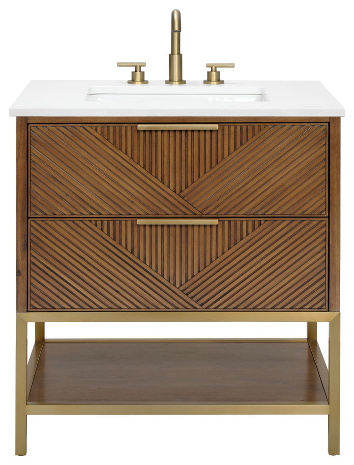 Diamond 30" Single Vanity, Walnut/Satin Brass