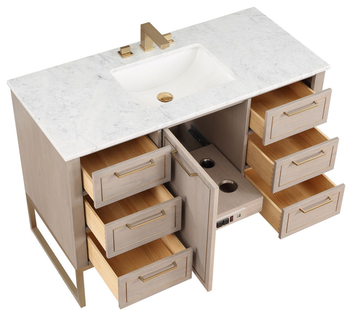 Markham 48" Single Vanity, Cashmere Grey/Satin Brass