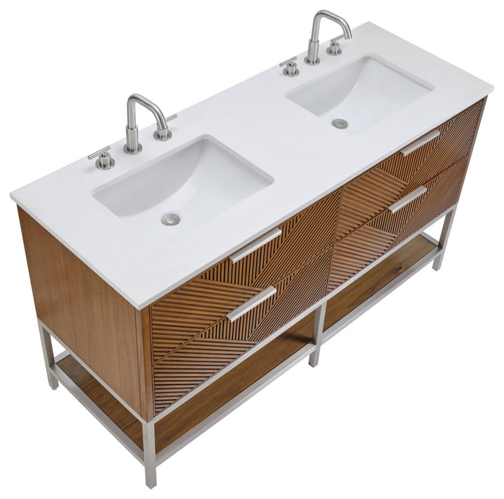 Diamond 60" Double Vanity, Walnut/Brushed Nickel