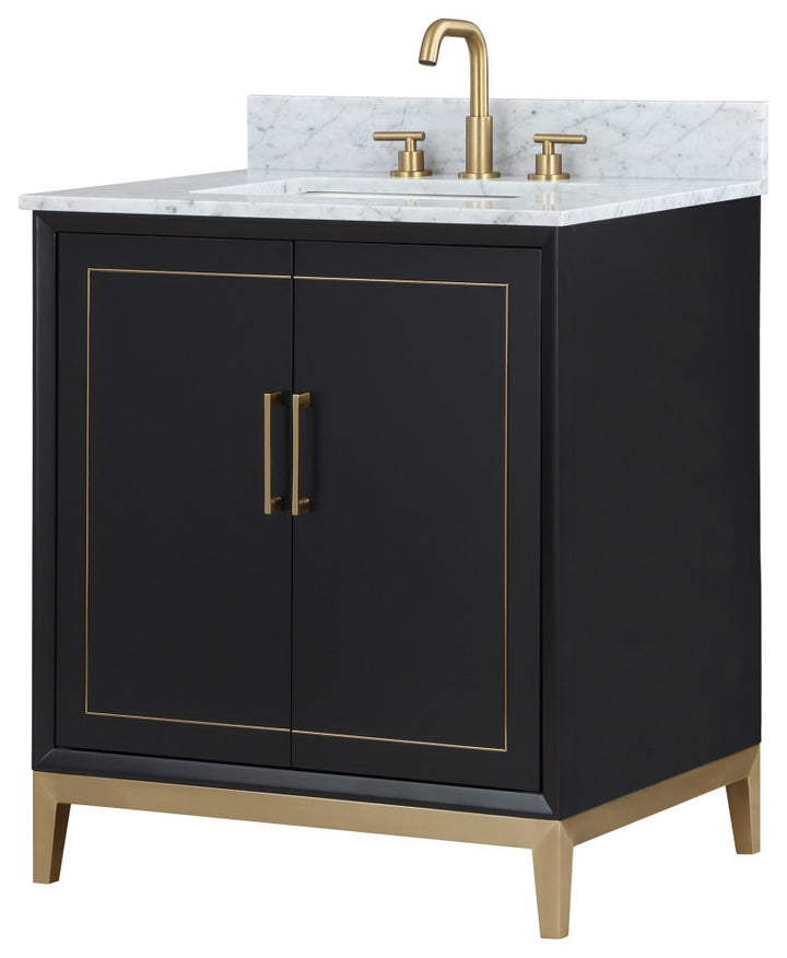 Gracie 30" Single Vanity, Midnight Black/Satin Brass