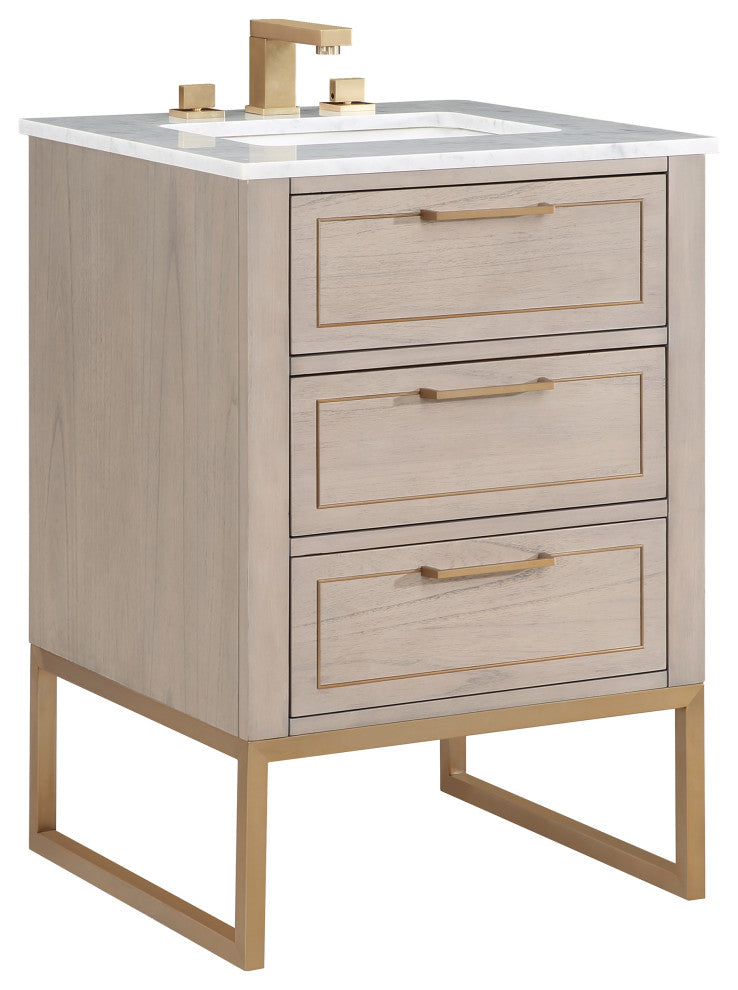 Markham 24" Single Vanity, Cashmere Grey/Satin Brass