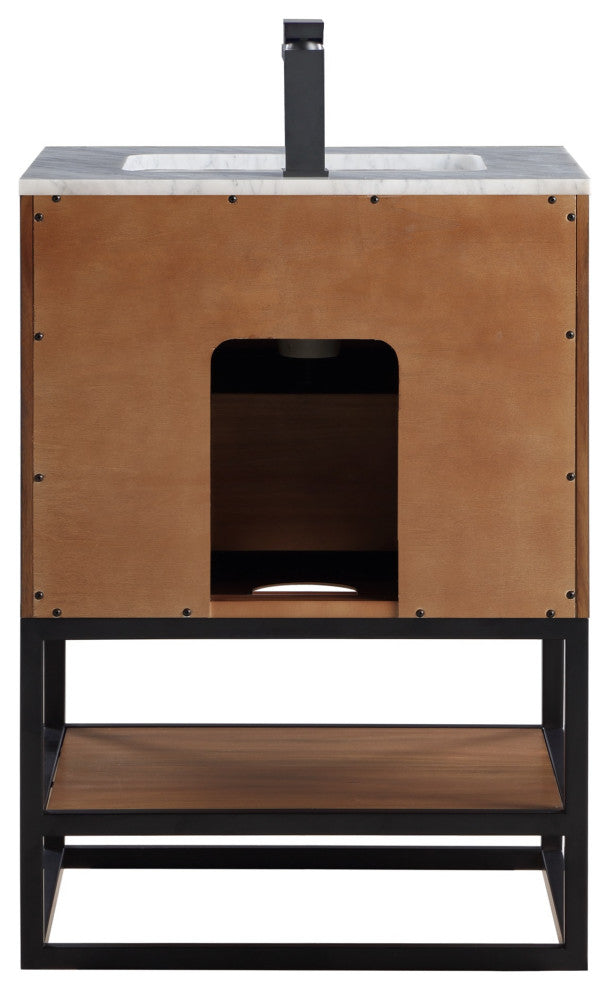 Terra 24" Single Vanity, Walnut/Matte Black