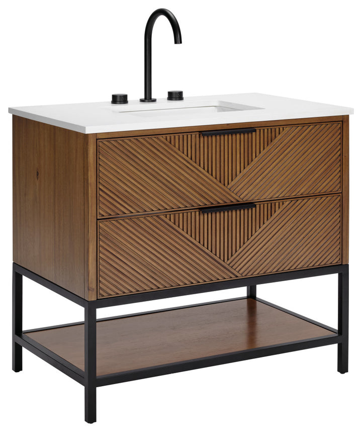 Diamond 36" Single Vanity Vanity, Walnut/Matte Black