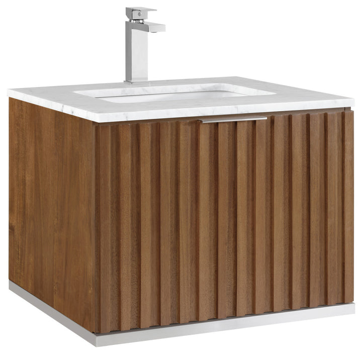 Terra 24" Single Floating Vanity, Walnut/Brushed Nickel