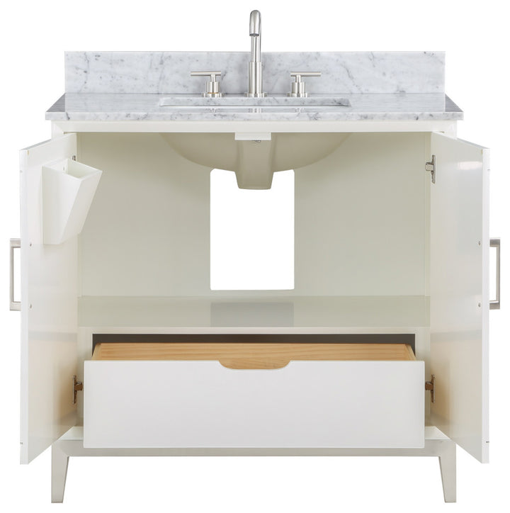 Gracie 36" Single Vanity, Satin White/Brushed Nickel