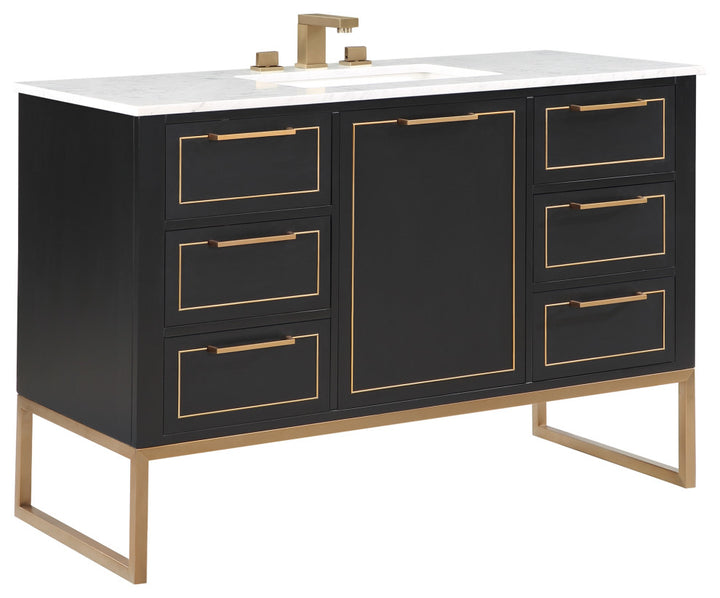 Markham 48" Single Vanity, Midnight Black/Satin Brass