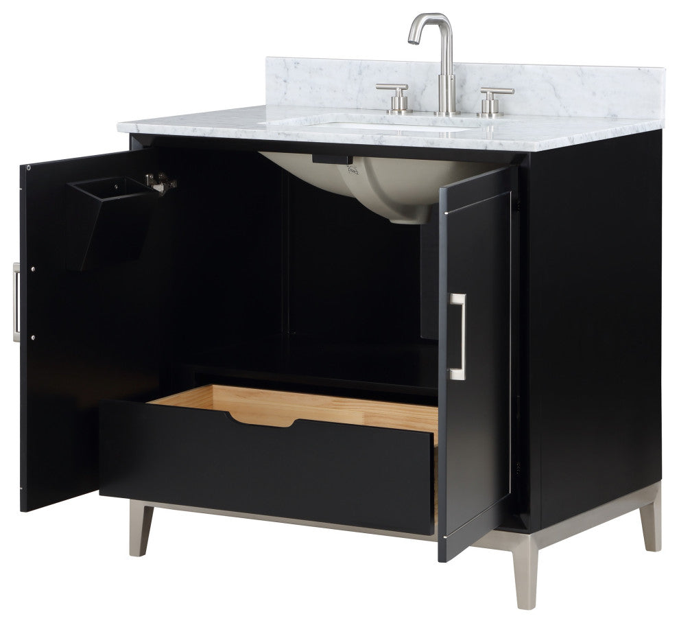 Gracie 30" / 36" Single Vanity, Midnight Black/Brushed Nickel